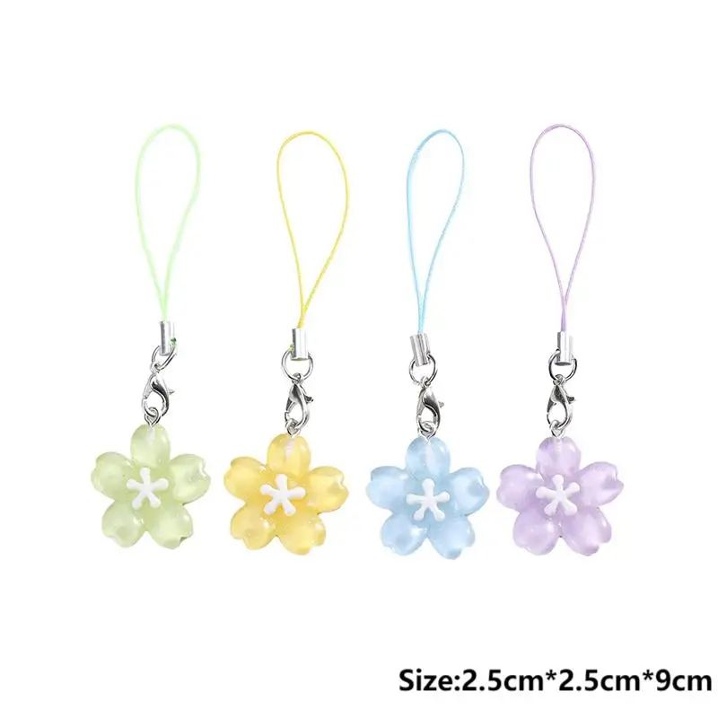 Colorful Resin Flower Phone Chains for Women Korean Style Fresh Cute Transparent Bag Key Pendant Best Friend Compact Accessory thumbnail 6