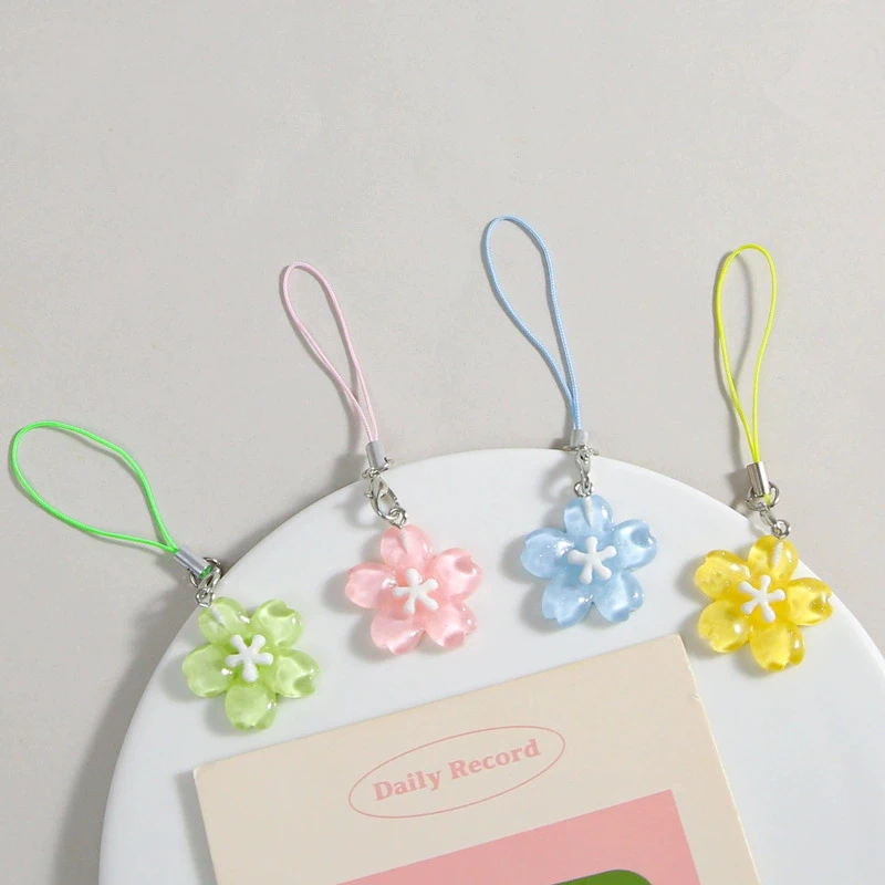 Colorful Resin Flower Phone Chains for Women Korean Style Fresh Cute Transparent Bag Key Pendant Best Friend Compact Accessory thumbnail 5