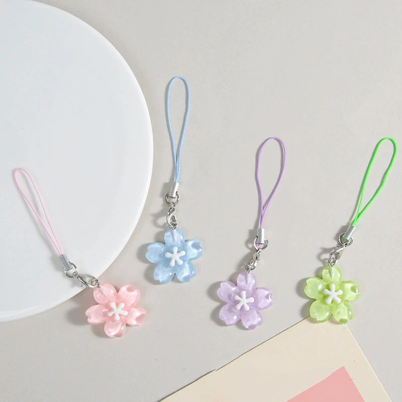 Colorful Resin Flower Phone Chains for Women Korean Style Fresh Cute Transparent Bag Key Pendant Best Friend Compact Accessory thumbnail 4