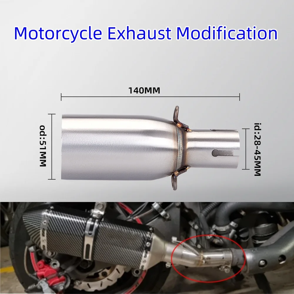 ZK Motorcycle Modification Exhaust Pipe Exhaust Middle Section 28 32 38 40 45mm Adapter 51mm Exhaust non-destructive Install thumbnail 2