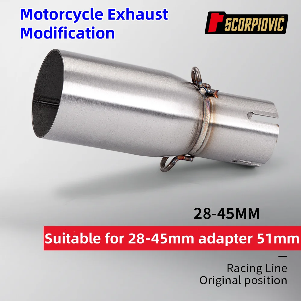 ZK Motorcycle Modification Exhaust Pipe Exhaust Middle Section 28 32 38 40 45mm Adapter 51mm Exhaust non-destructive Install thumbnail 4