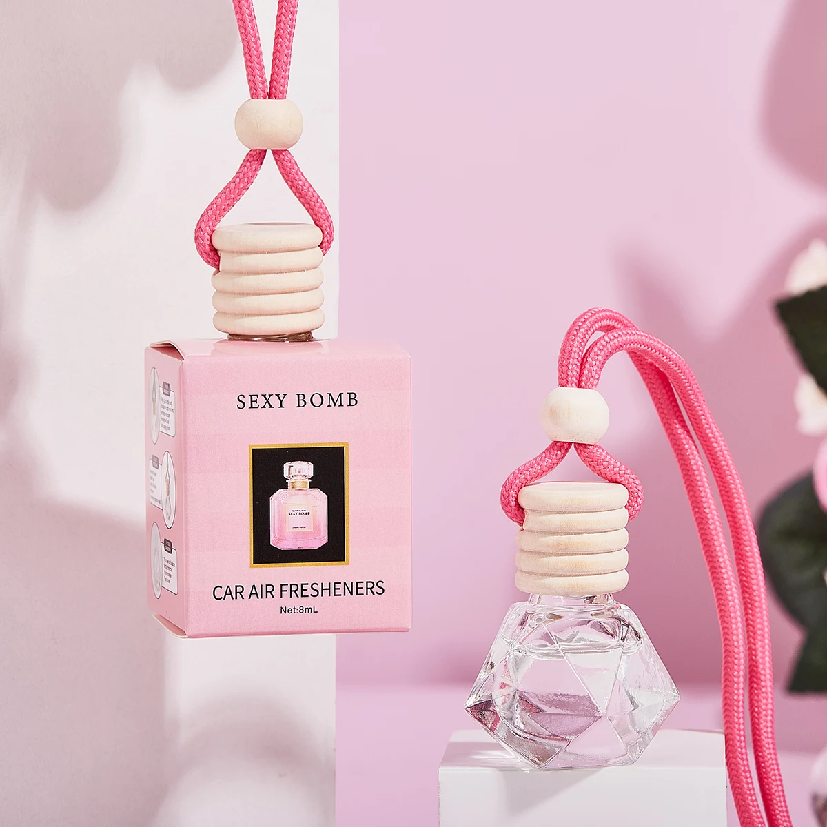 Pink car fragrance car interior accessories, perfume pendant car supplies, fresh air car fragrance thumbnail 2