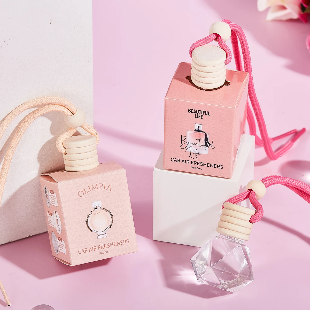 Pink car fragrance car interior accessories, perfume pendant car supplies, fresh air car fragrance thumbnail 3