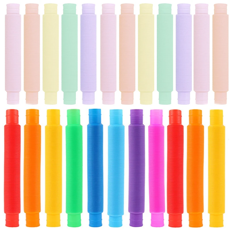 5/60PCS Telescopic Tubes Fidget Toys Stress Relief Stretching Pop Tubes Sensory Toys for Kids Adults Decompression Toys Gifts