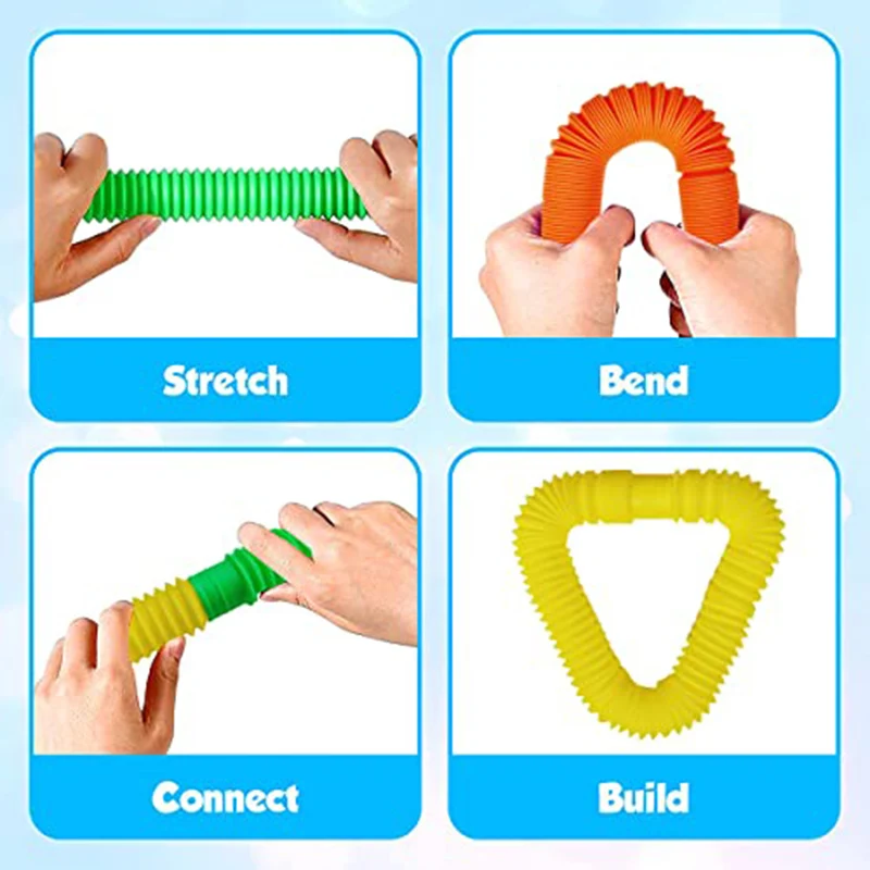 5/60PCS Telescopic Tubes Fidget Toys Stress Relief Stretching Pop Tubes Sensory Toys for Kids Adults Decompression Toys Gifts thumbnail 5