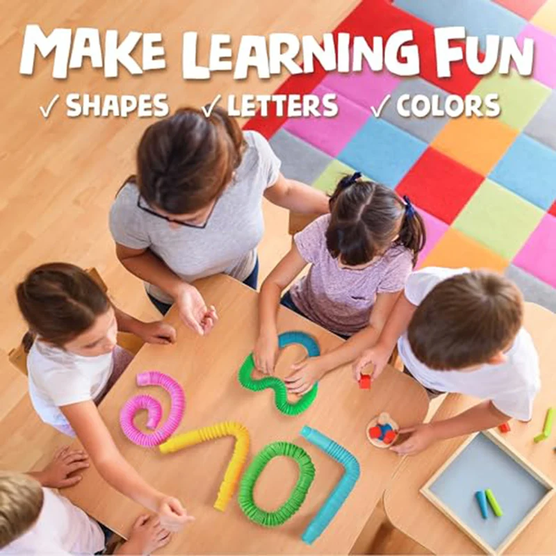 5/60PCS Telescopic Tubes Fidget Toys Stress Relief Stretching Pop Tubes Sensory Toys for Kids Adults Decompression Toys Gifts thumbnail 2