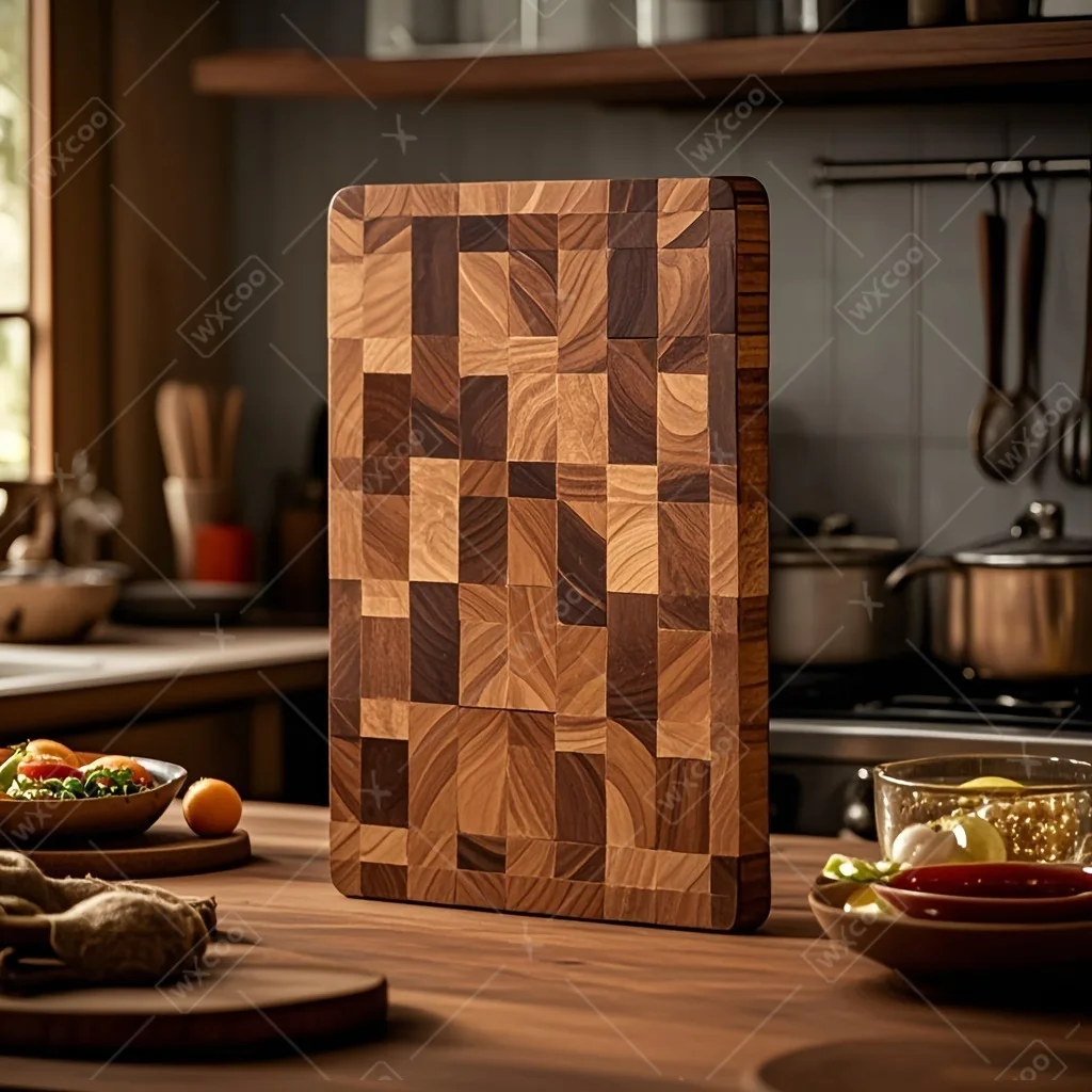 Thicken Acacia Wooden Cutting Board Kitchen Double-sided Splicing Checkerboard Solid Wood Non-slip for Cut Vegetable Fruit Board thumbnail 2