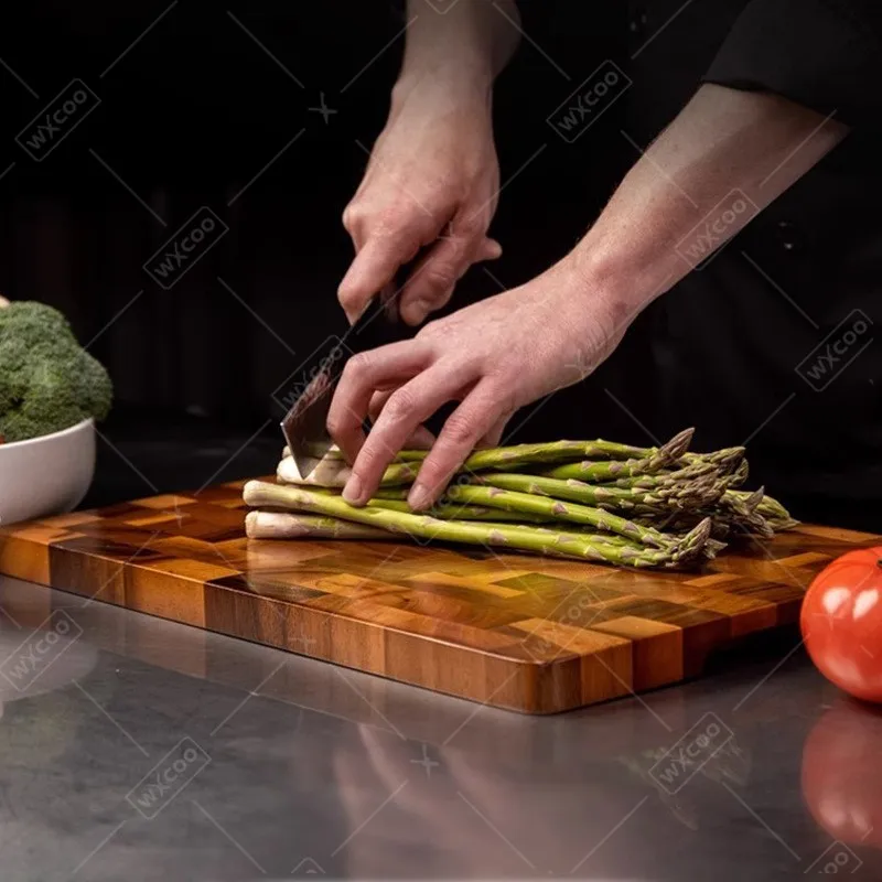 Thicken Acacia Wooden Cutting Board Kitchen Double-sided Splicing Checkerboard Solid Wood Non-slip for Cut Vegetable Fruit Board thumbnail 3