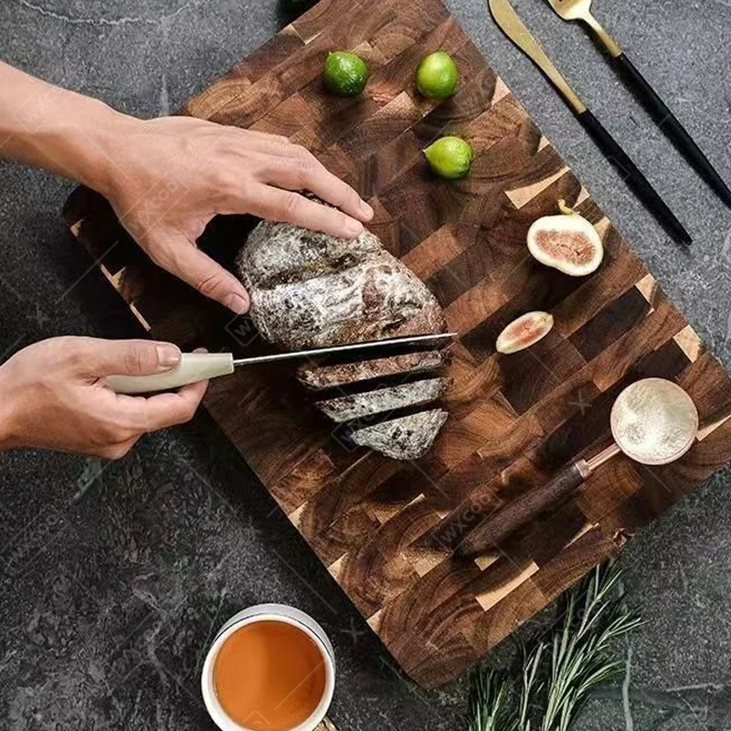 Thicken Acacia Wooden Cutting Board Kitchen Double-sided Splicing Checkerboard Solid Wood Non-slip for Cut Vegetable Fruit Board thumbnail 4