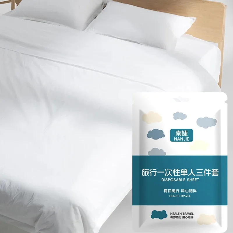 1/3set Disposable Non-woven Sheets Thickened Bedding Set Portable 3/4pcs Bed Sheets Waterproof Safety Camping Hotel Supplies thumbnail 3