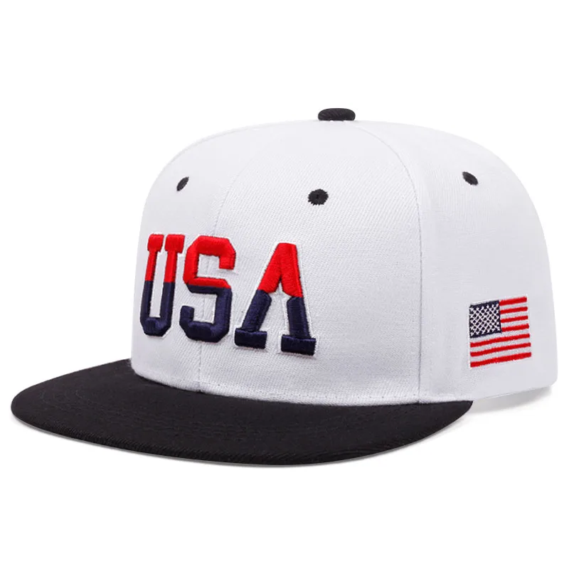 2025 Fashion Personalized New Flat brimmed Hat USA Embroidered Street Dance Hip Hop Hat Daily Sunshade Hat Baseball Hat Unisex thumbnail 4