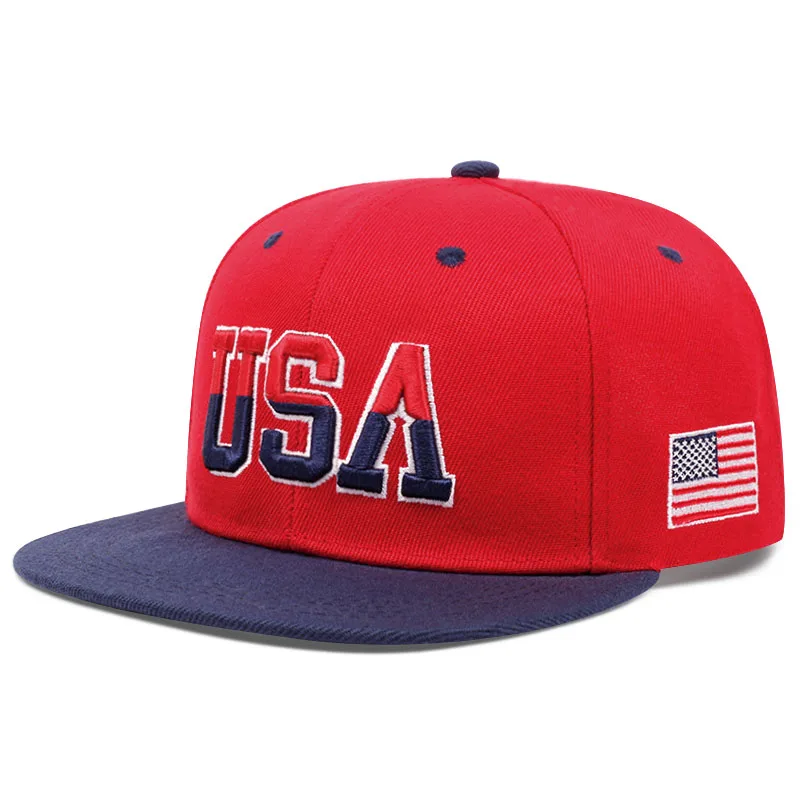 2025 Fashion Personalized New Flat brimmed Hat USA Embroidered Street Dance Hip Hop Hat Daily Sunshade Hat Baseball Hat Unisex thumbnail 3