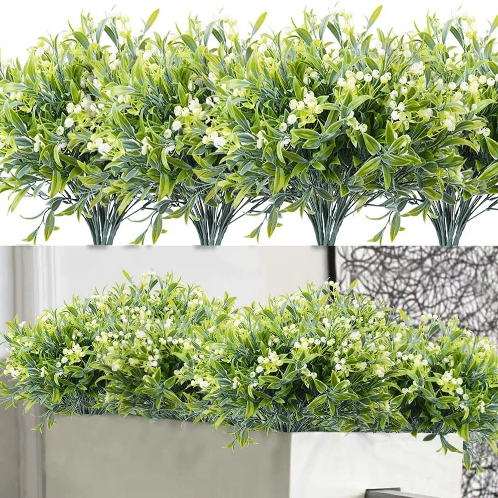 5-Forked Outdoor Artificial Flowers Fake Simulation Green Plants Starry Sky Biomimetic Plants Bamboo Leaves Window Decoration thumbnail 2
