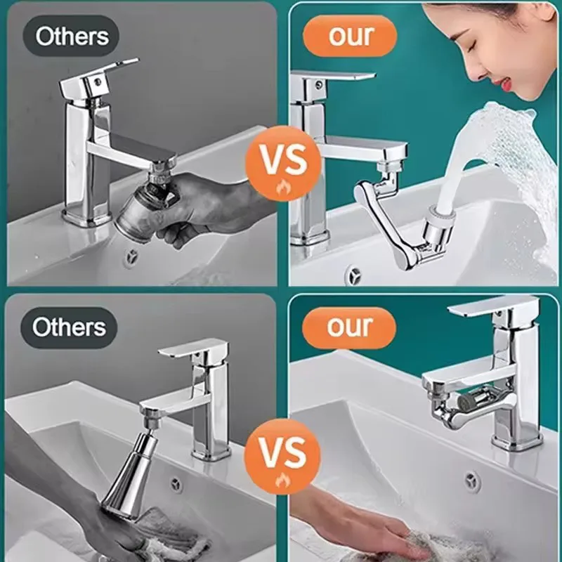 Universal Metal Copper Kitchen Faucet Aerator Extender 1080° Rotation Spray Head Tap Extension 360° Sink Sprayer  Water Saving thumbnail 4