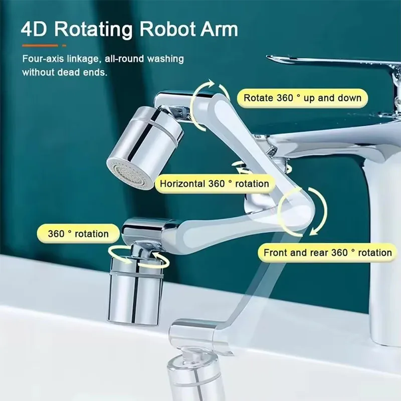 Universal Metal Copper Kitchen Faucet Aerator Extender 1080° Rotation Spray Head Tap Extension 360° Sink Sprayer  Water Saving thumbnail 2