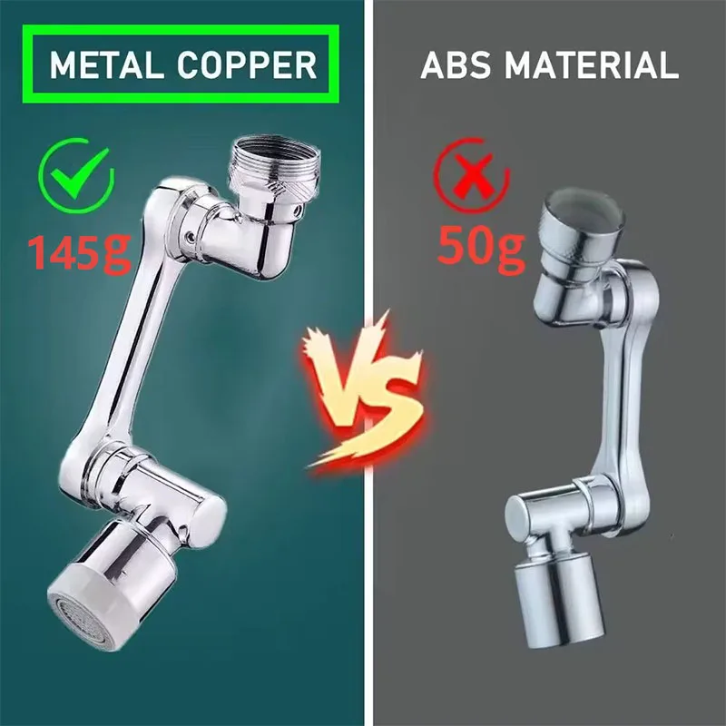 Universal Metal Copper Kitchen Faucet Aerator Extender 1080° Rotation Spray Head Tap Extension 360° Sink Sprayer  Water Saving thumbnail 3
