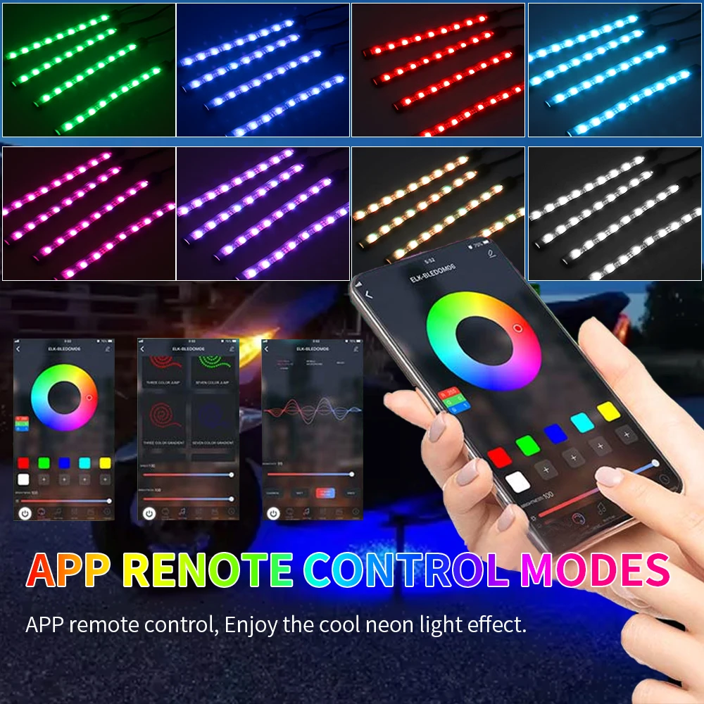 Led Motorcycle Atmosphere Light Decorative Ambient Light Strip Neon Lamp Flexible RGB APP 12V For Harley Yamaha Kawasaki Suzuki thumbnail 2