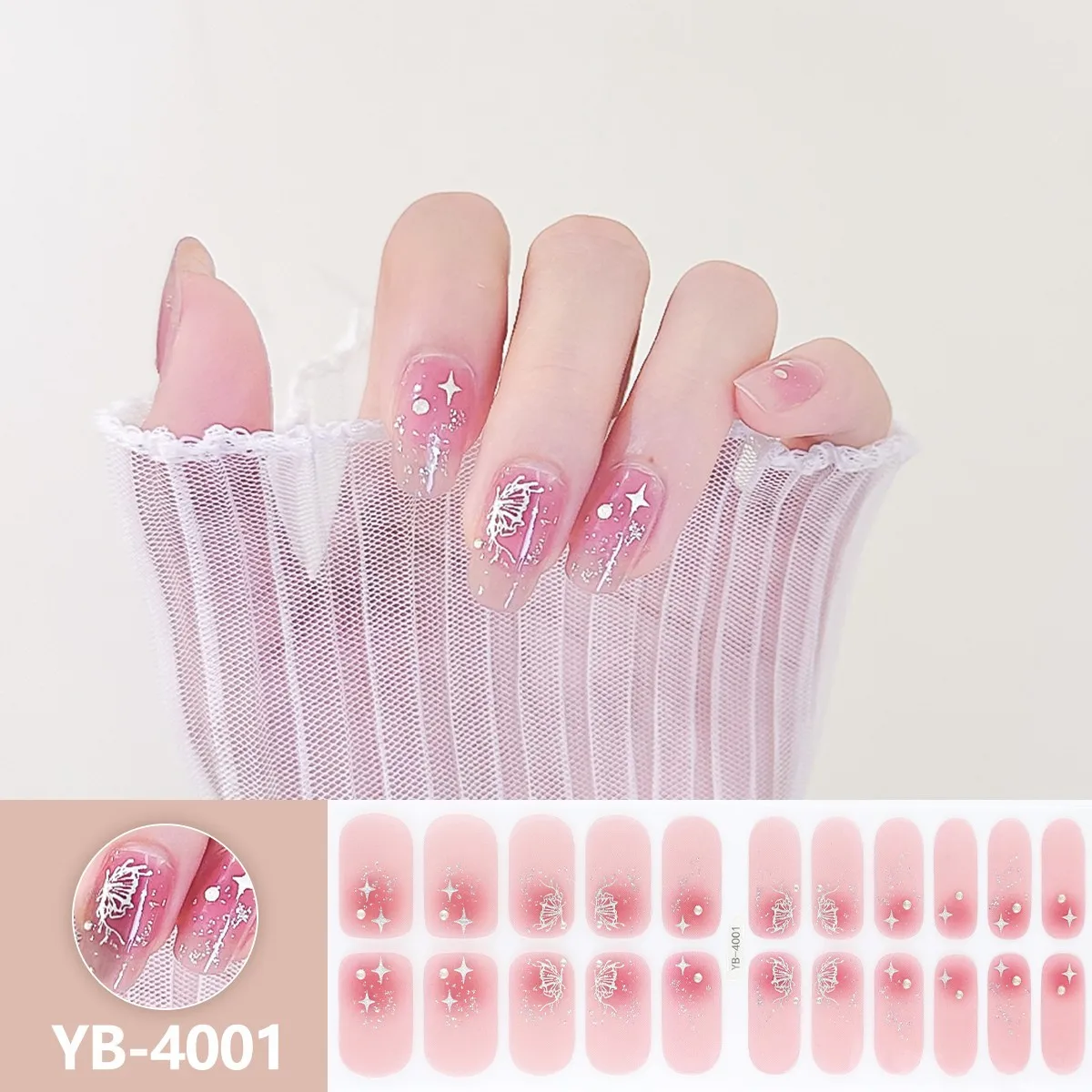 22Tips Semi-Cured Gel Nail Sticker Pure Color Nail Polish Wraps Long-Lasting Full Cover Gel Sticker Nail Decor thumbnail 6