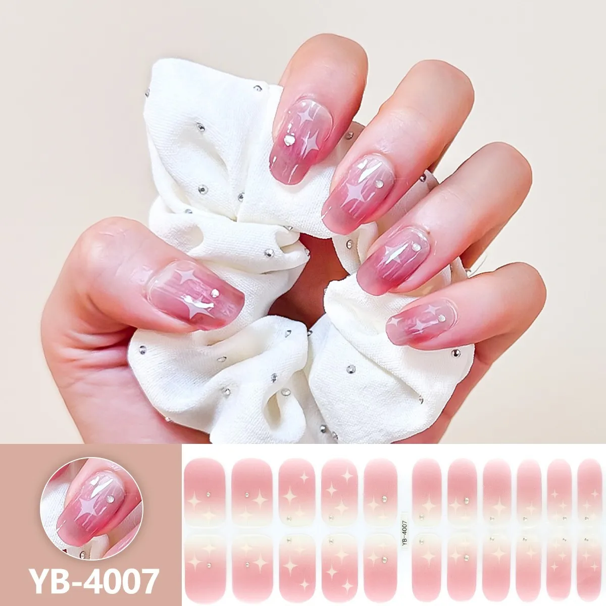 22Tips Semi-Cured Gel Nail Sticker Pure Color Nail Polish Wraps Long-Lasting Full Cover Gel Sticker Nail Decor thumbnail 3