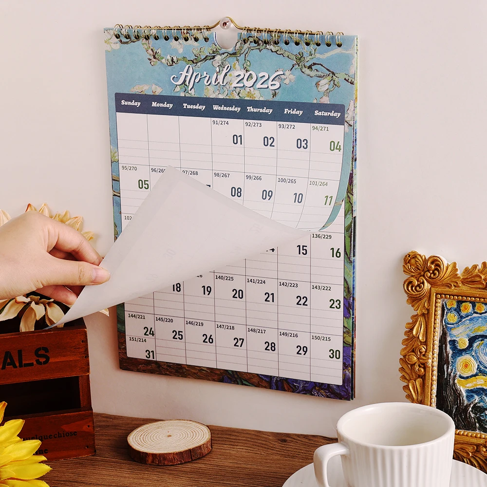 2026 A4 Wall Calendar 12-Month Starry Bronzing Paper Cover Monthly Calendar For Home School Office Organization Supplies thumbnail 4