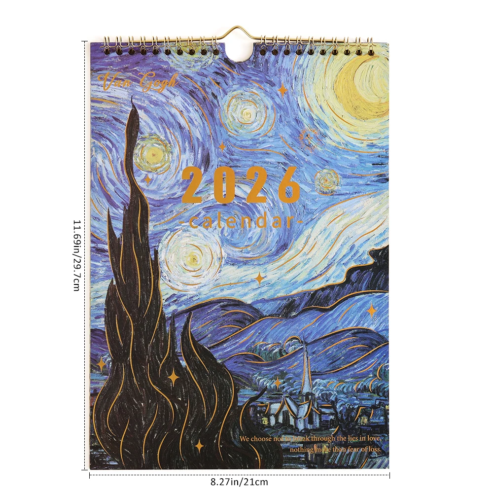 2026 A4 Wall Calendar 12-Month Starry Bronzing Paper Cover Monthly Calendar For Home School Office Organization Supplies thumbnail 2