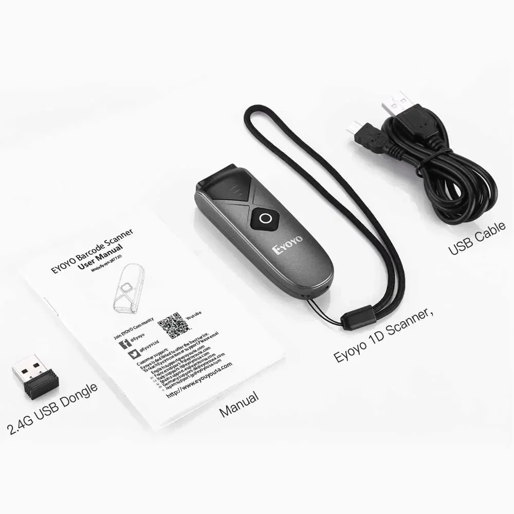 Eyoyo Mini Portable 1D2D Bluetooth Barcode Scanner QR Code Screen Reader PDF417 Data Matrix USB Wired Wireless Scanner For store thumbnail 6