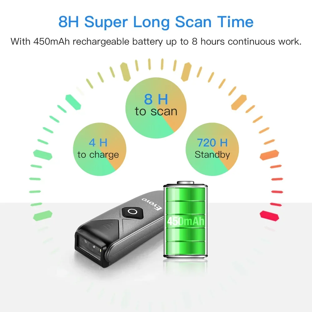 Eyoyo Mini Portable 1D2D Bluetooth Barcode Scanner QR Code Screen Reader PDF417 Data Matrix USB Wired Wireless Scanner For store thumbnail 2