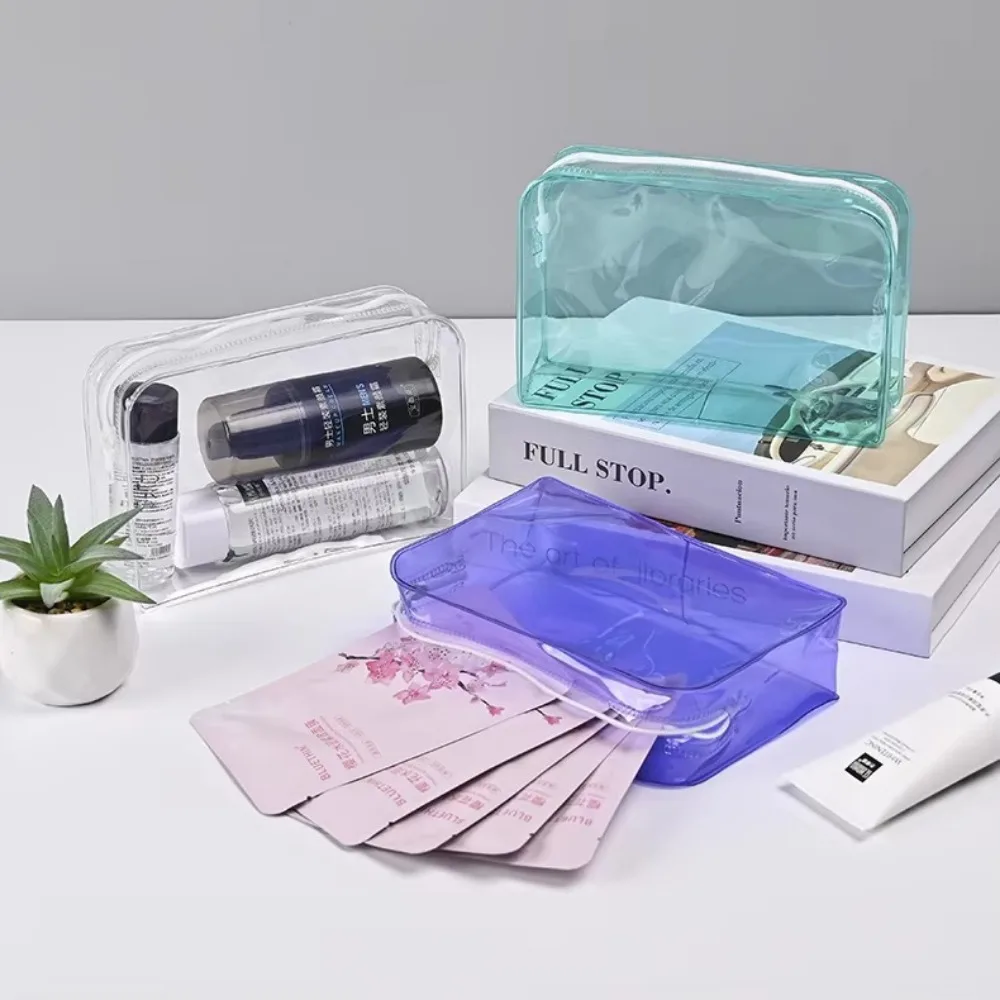 Colorful Transparent Cosmetic Bag Women Makeup Bag PVC Jelly Wash Bag Large Capacity Travel Cosmetics Organizer Makeup Pouch thumbnail 2