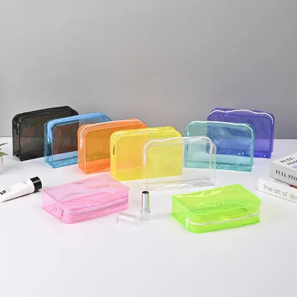 Colorful Transparent Cosmetic Bag Women Makeup Bag PVC Jelly Wash Bag Large Capacity Travel Cosmetics Organizer Makeup Pouch thumbnail 3
