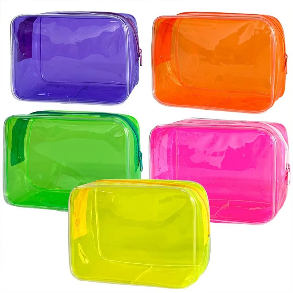 Colorful Transparent Cosmetic Bag Women Makeup Bag PVC Jelly Wash Bag Large Capacity Travel Cosmetics Organizer Makeup Pouch thumbnail 4