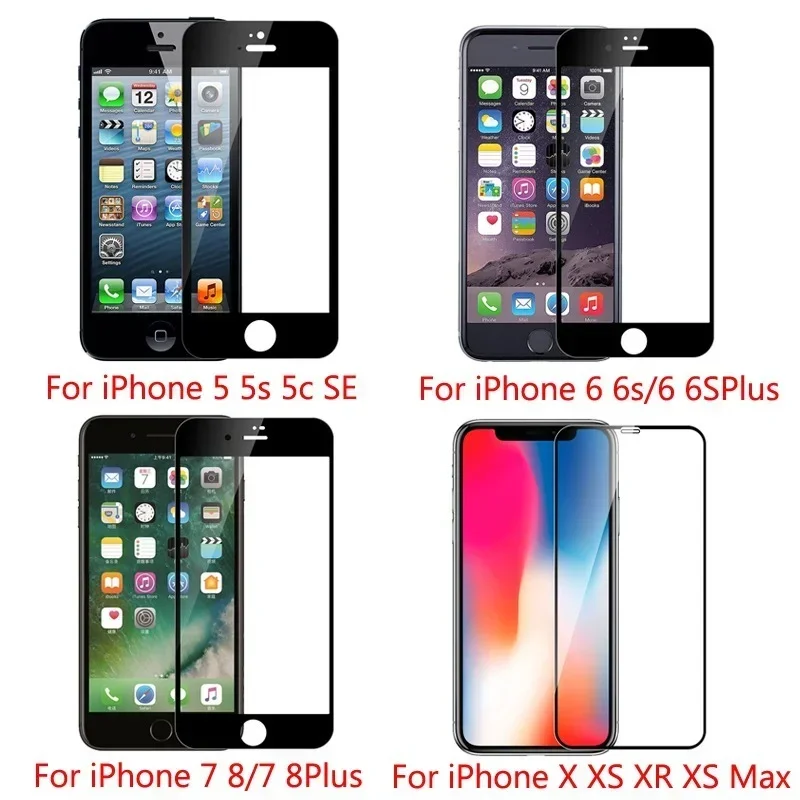 9D Protector  Screen 1-5PCS Tempered Glass For iPhone X XR XS Max 11 12 13 14 15 16 17 Pro Max 14   Mini Plus Protective Cover thumbnail 6