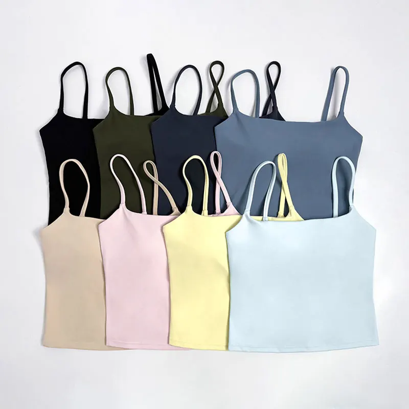 NCLAGEN GYM Tank Top With Built In Bra women's Yoga clothing  running Square Neck fitness vest beautiful back sports Workout thumbnail 6
