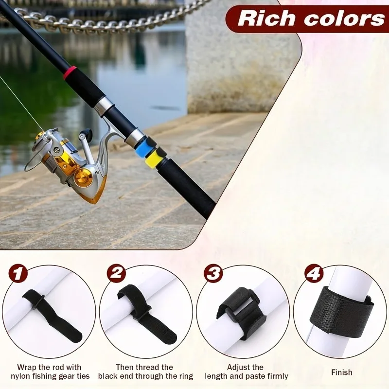 10pcs/set Reusable Fishing Rod Tie Holder Strap Hook Loop Ties Belt Fishing Rod Strapping Wrap Band Outdoor Fish Tool thumbnail 3