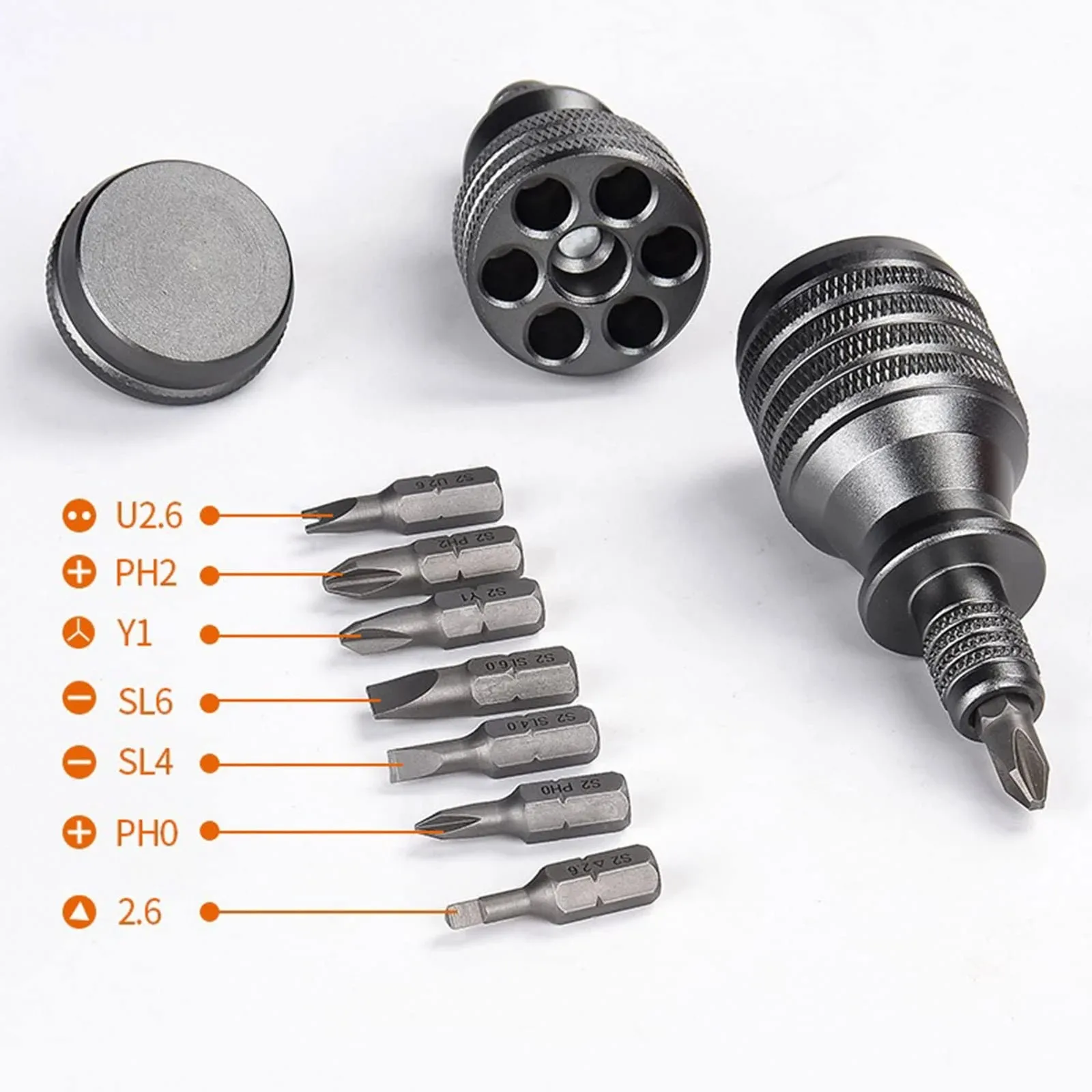 7-in-1 Industrial Mini Screwdriver Set - Aluminum Alloy Handle with High Hardness Phillips/Slotted Bits Multi-Function EDC Tool thumbnail 4