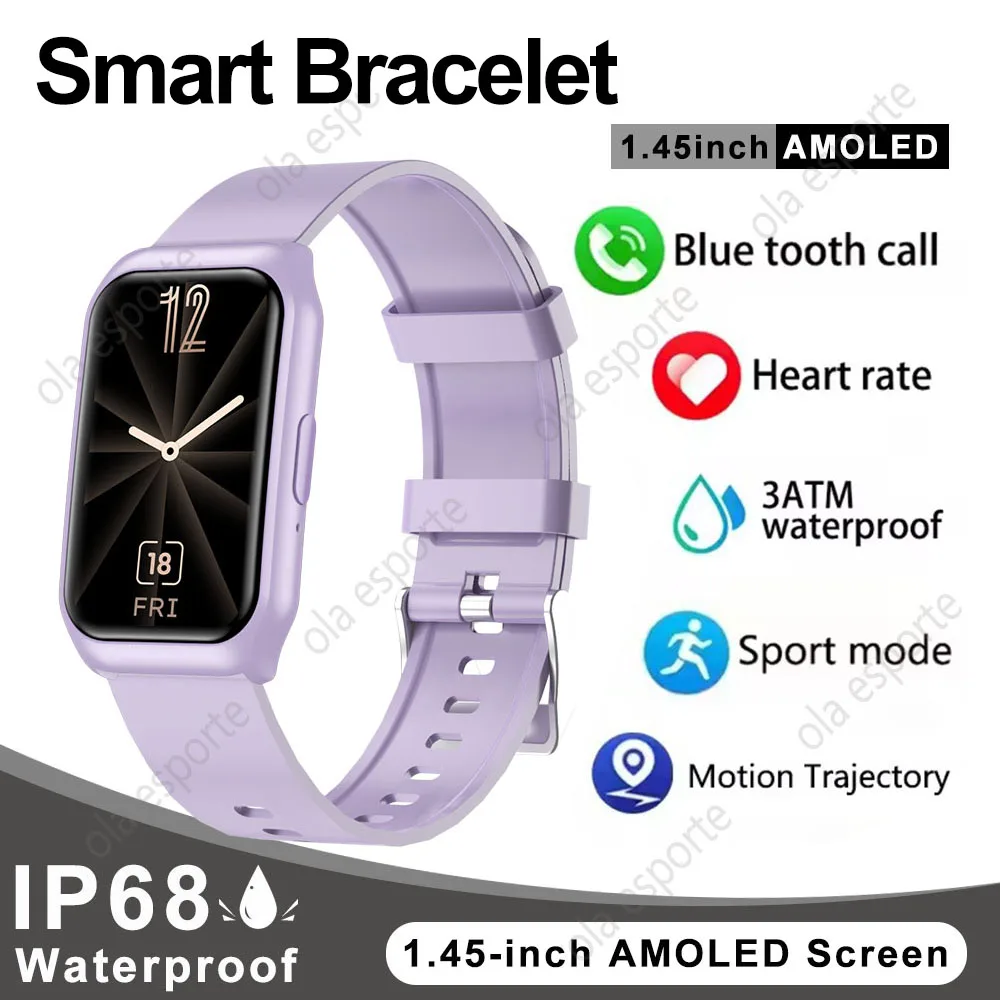 For Women Men Smart Watch AMOLED Screen Health Heart Rate Monitoring Bluetooth Call IP68 Waterproof Outdoor Sport Smart Bracelet