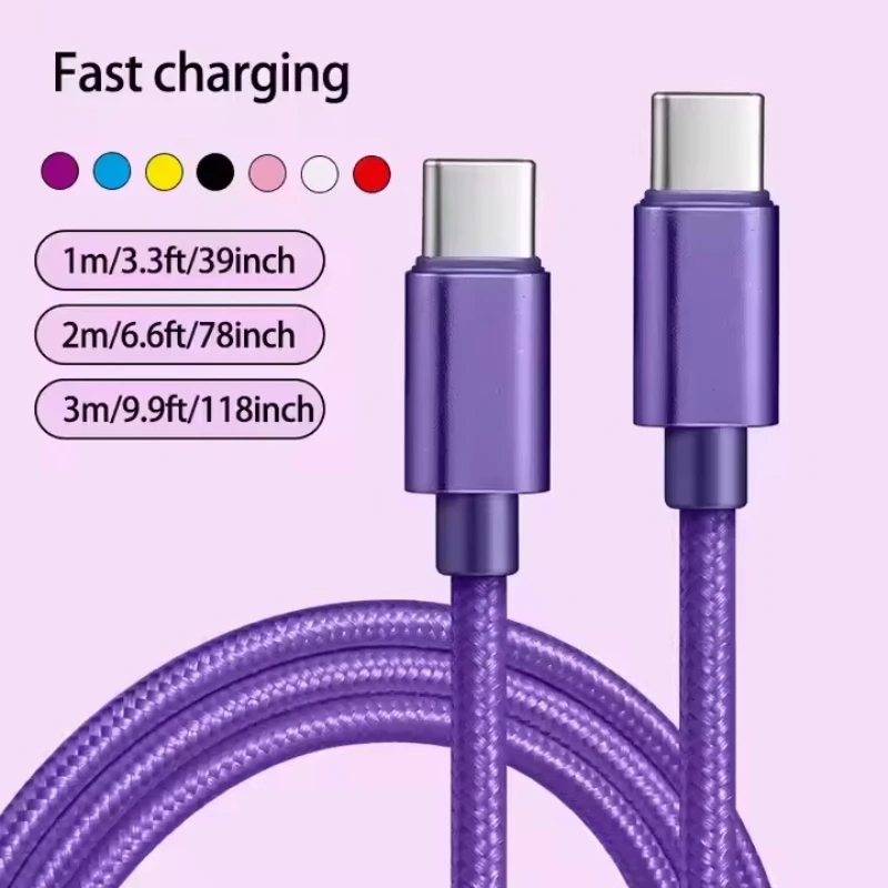66W 5A Nylon 1m 2m 3m USB C To Type C Fast Charging Cable for Iphone 15 16 Pro Max Samsung S24 Xiaomi OPPO Charging Cable thumbnail 3