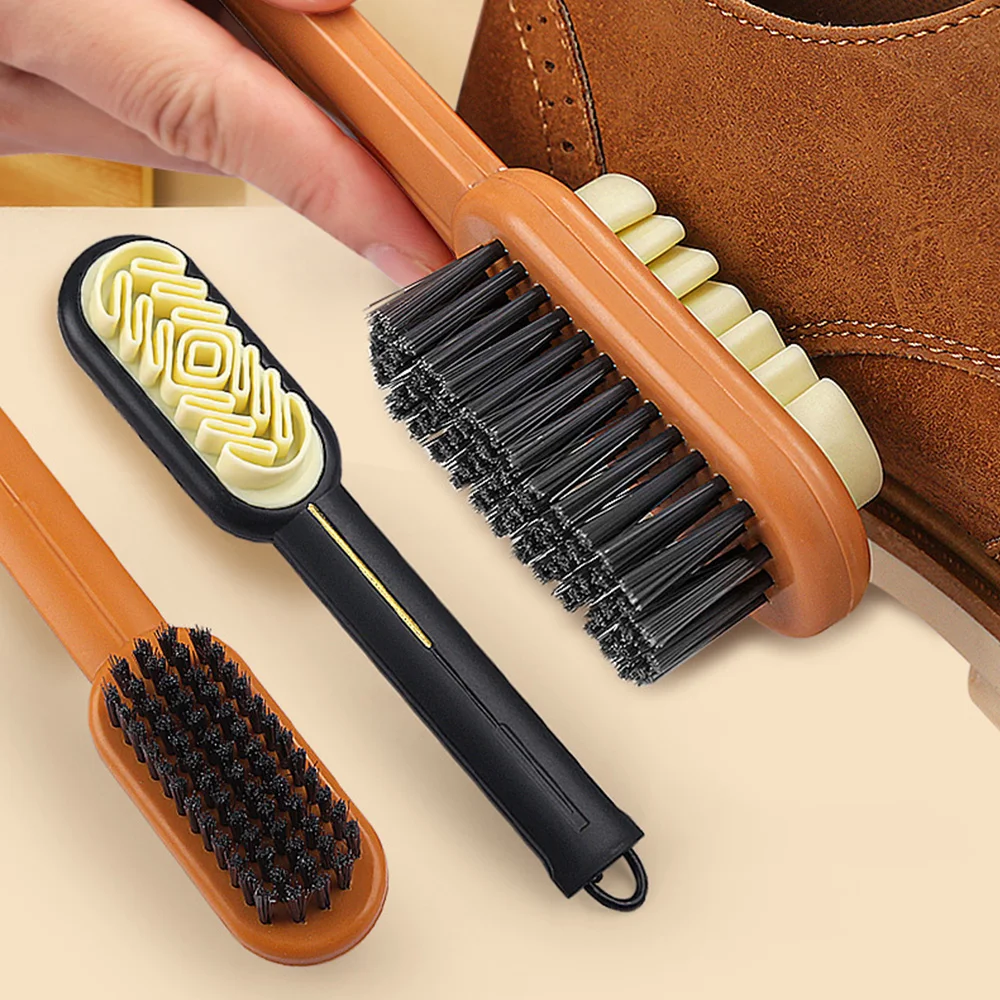 2 Sided Long Handle Suede Cleaning Brush Shoe Brush Sneakers Cleaner Shoes Stain Dust Boot Cleaner Stain Removal Rubber Brush thumbnail 2