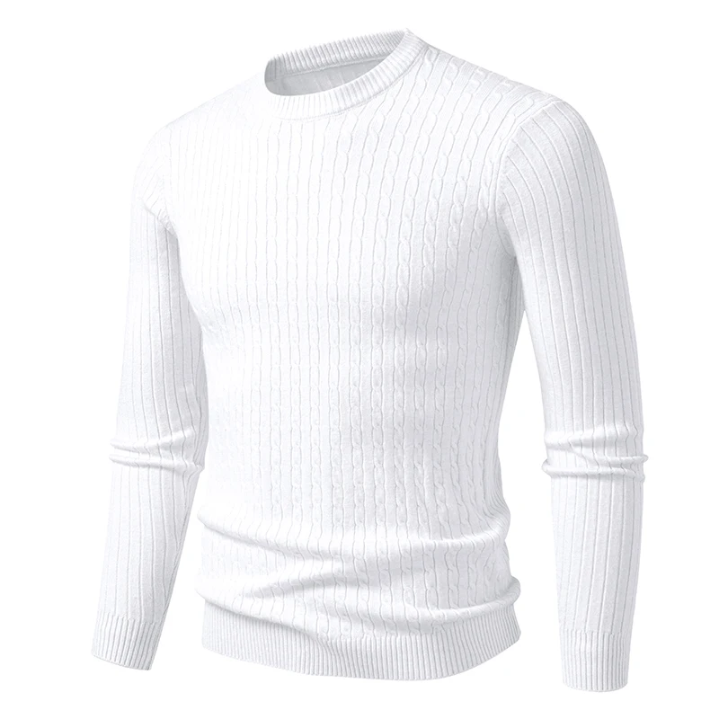 new Mens Crew Neck Sweaters Long Sleeve Lightweight Knit Dress Pullover Sweaters Casual outwear Twist Patterned Cable Sweaters thumbnail 4