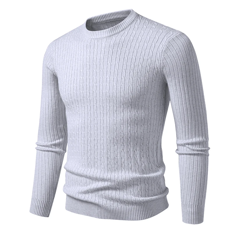new Mens Crew Neck Sweaters Long Sleeve Lightweight Knit Dress Pullover Sweaters Casual outwear Twist Patterned Cable Sweaters thumbnail 2