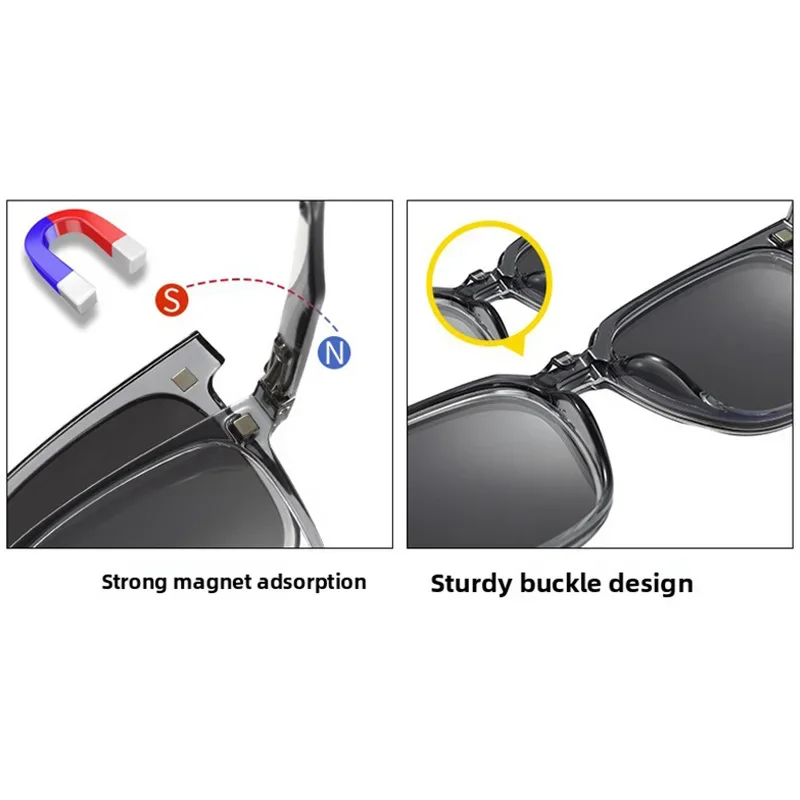 6 IN 1 Magnetic Clip-on Polarized Sunglasses Tinted Lens Myopia Glasses Frame Night Vision Driving Glasses thumbnail 2