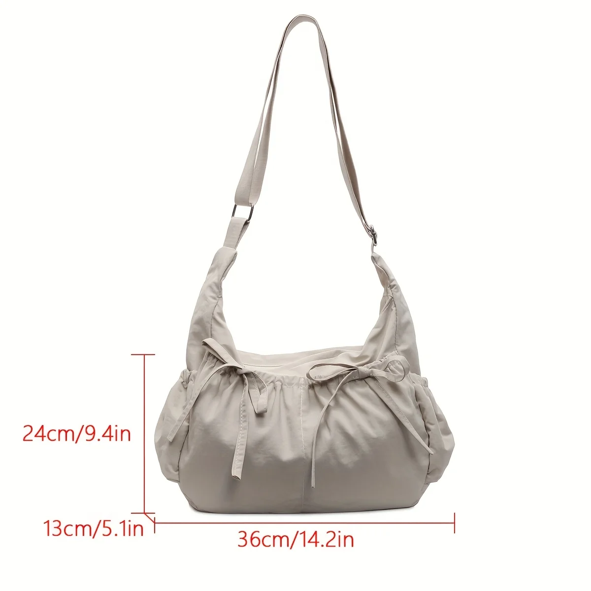 Large Capacity Women's Shoulder Bags Lightweight Nylon Pleated Crossbody Bag Multiple Pockets Hobo Bag For Women Commuting thumbnail 2