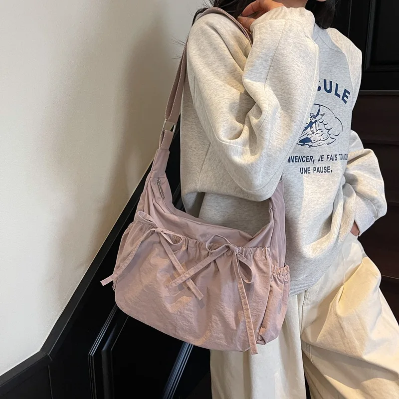 Large Capacity Women's Shoulder Bags Lightweight Nylon Pleated Crossbody Bag Multiple Pockets Hobo Bag For Women Commuting thumbnail 6