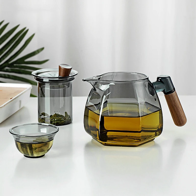 Glass Teapot with Stainless Steel Tea Strainer 600ml High Heat Resistant Infuser Flower Kettle Kung Fu Tea Pots Teaware Set thumbnail 2