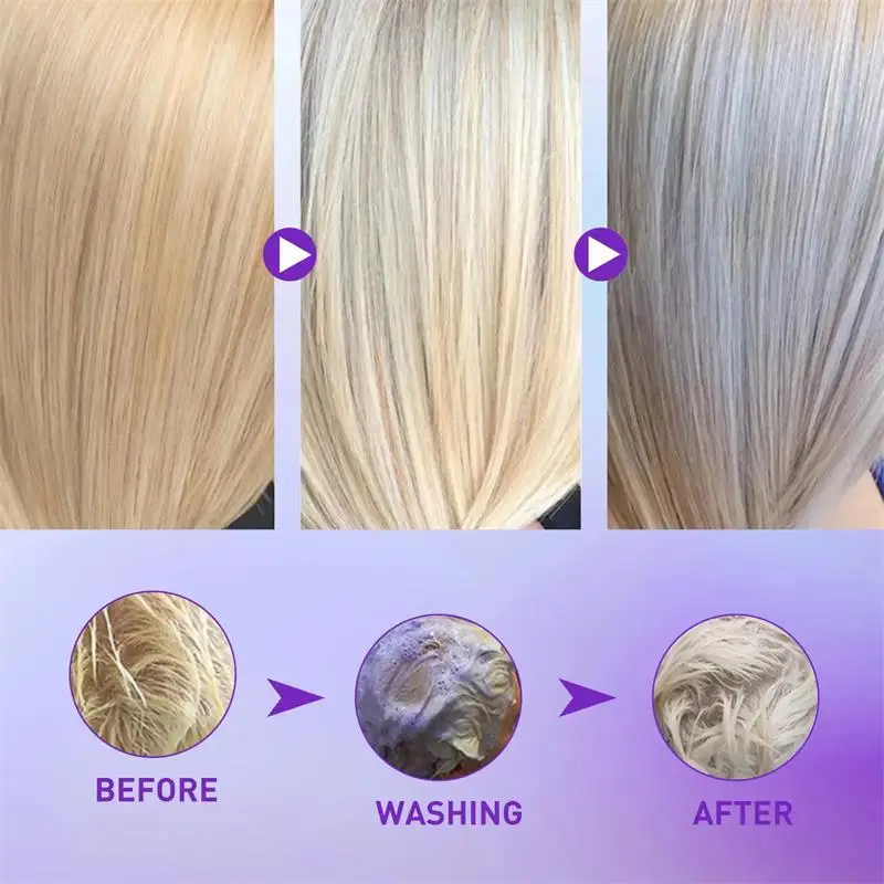 Magic Lock Color Hair Mask Blonde Bleaching Yellow Remove Linen Gray Silver Effect Anti Brass Tones Hair Shampoo Care thumbnail 3