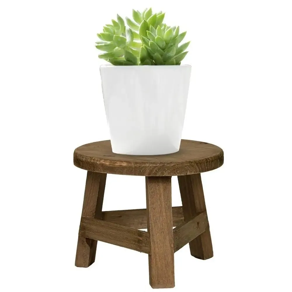 Mini Wooden Stool Flower Display Stand Potted Plant Shelf Bonsai Rack Simple Wood Grain Garden Plant Pot Stand for Home Graden thumbnail 2