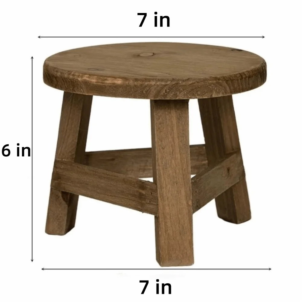 Mini Wooden Stool Flower Display Stand Potted Plant Shelf Bonsai Rack Simple Wood Grain Garden Plant Pot Stand for Home Graden thumbnail 6