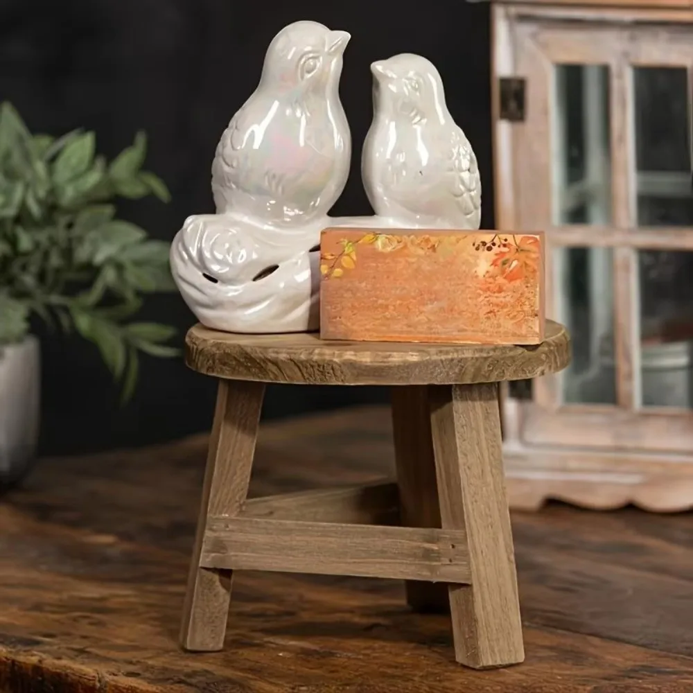 Mini Wooden Stool Flower Display Stand Potted Plant Shelf Bonsai Rack Simple Wood Grain Garden Plant Pot Stand for Home Graden thumbnail 4