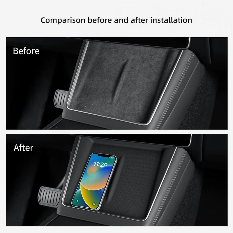For Tesla Model Y Juniper 2025 2026 Silicone Wireless Charging Pad Central Control Phone Charger Protective Non-slip Accessories thumbnail 2