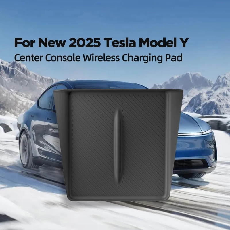 For Tesla Model Y Juniper 2025 2026 Silicone Wireless Charging Pad Central Control Phone Charger Protective Non-slip Accessories thumbnail 3