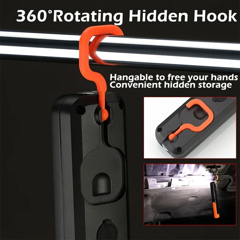 Rechargeable Portable Work Light,Bright LED COB Flashlight,Magnetic Hook,360° Rotatable,USB,Outdoor Camping Fishing Emergency thumbnail 5
